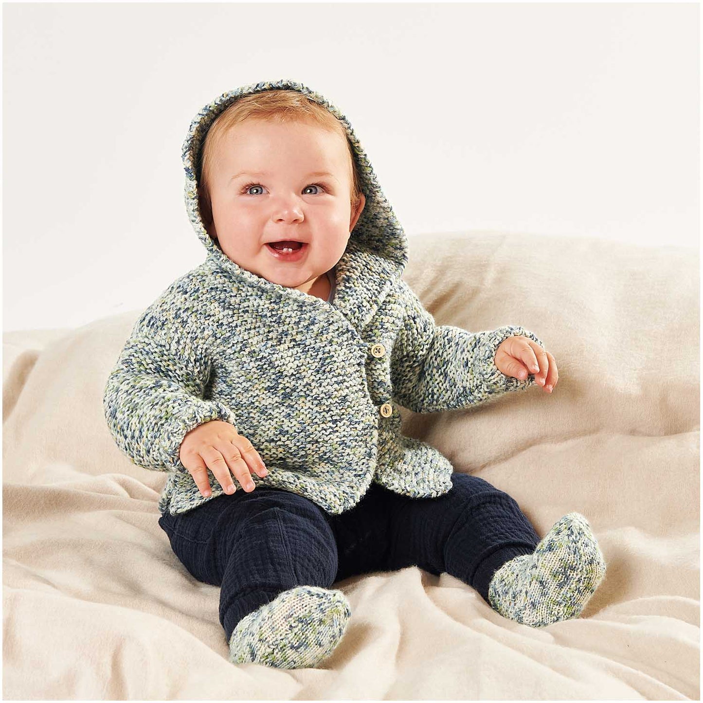 Baby Merino - melírovaná zelená
