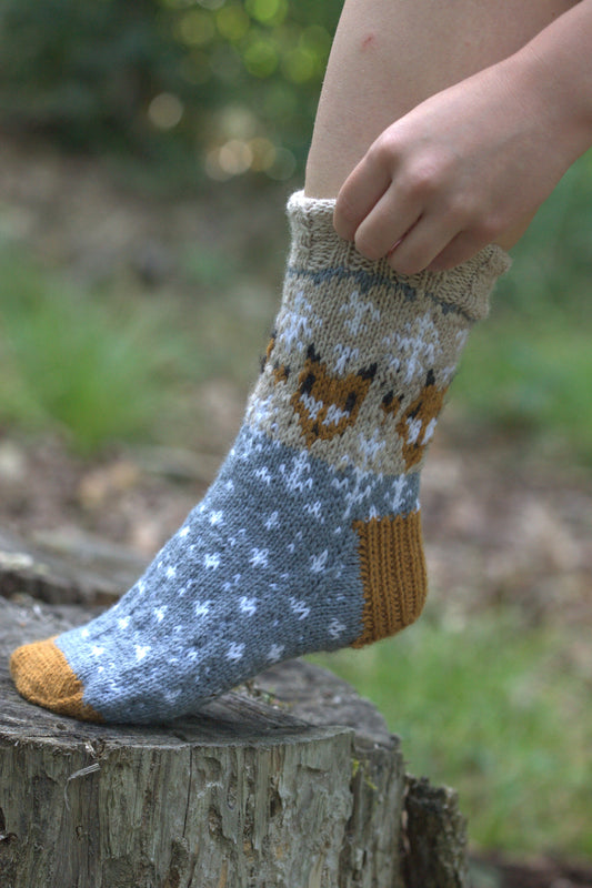 pletené ponožky s liškou